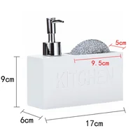 1 ชิ้นเครื่องจ่ายสบู่จานและเครื่องจ่ายสบู่มือผู้ถือฟองน้ําทําความสะอาดเคาน์เตอร์ครัวอ่างล้างจานห้องน้ําออแกไนเซอร์ 3
