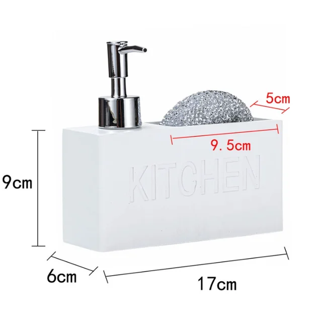 1 ชิ้นเครื่องจ่ายสบู่จานและเครื่องจ่ายสบู่มือผู้ถือฟองน้ําทําความสะอาดเคาน์เตอร์ครัวอ่างล้างจานห้องน้ําออแกไนเซอร์ 3