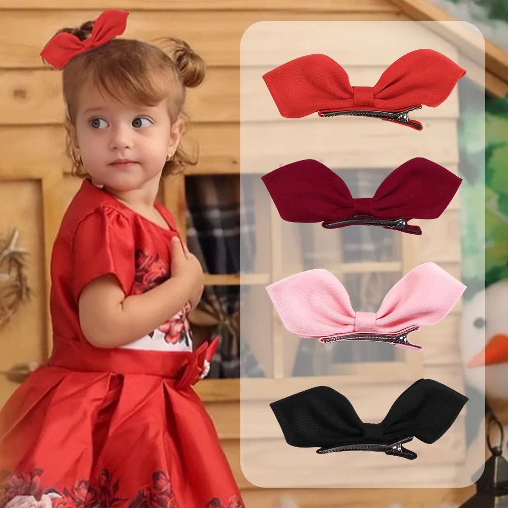 

New Sweet Girls Bow Hairpins 3D Fabric Solid Color Bow Barrettes for Kids Children Headwear Hair Accessories Girls Gifts