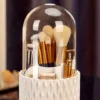 360 Degree Rotating Makeup Brush Holder with Clear Acrylic Cover - Cosmetics Organizer for Vanity and Bathroom 6