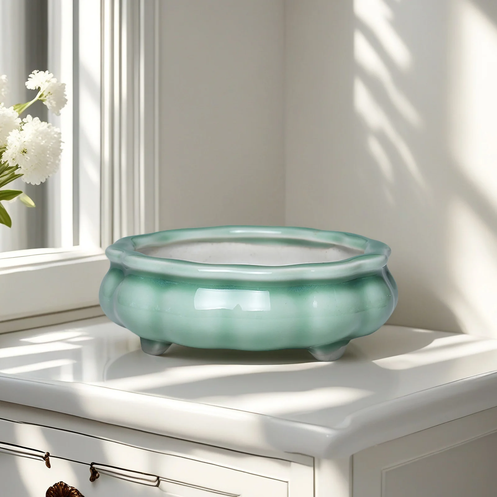 Handcrafted Ceramic Flower Pot with Drainage for Succulents and Flowers