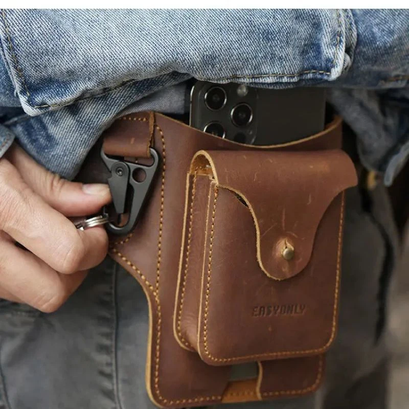 portable tool chest Multifunctional Leather Phone Belt Bag Retro Men's Bag Cellphone Loop Holster Phone Pouch Wallet Phone Case for IPhone Huawei technician tool bag