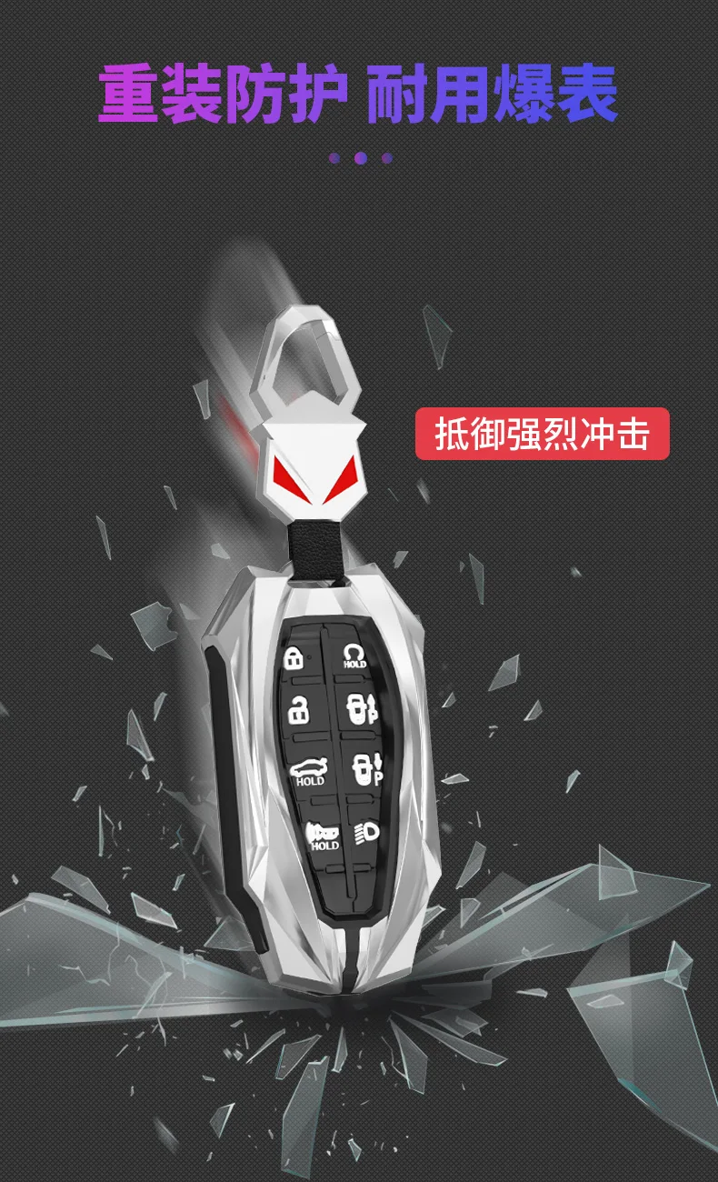 Copertura chiave della cassa del portachiavi a distanza dell'automobile in lega di zinco per Hyundai Genesis G80 GV80 2019 2020 copertura chiave a 8 pulsanti - Sc0c400cd322d497a93db58616f998758J