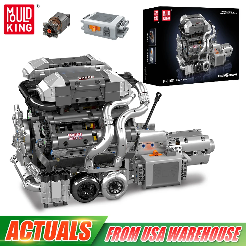 Mould King 10201 The Supercar W16 Engine + Transmission Building Block Assembly Technical Car Engine Toys Kids Christmas Gift