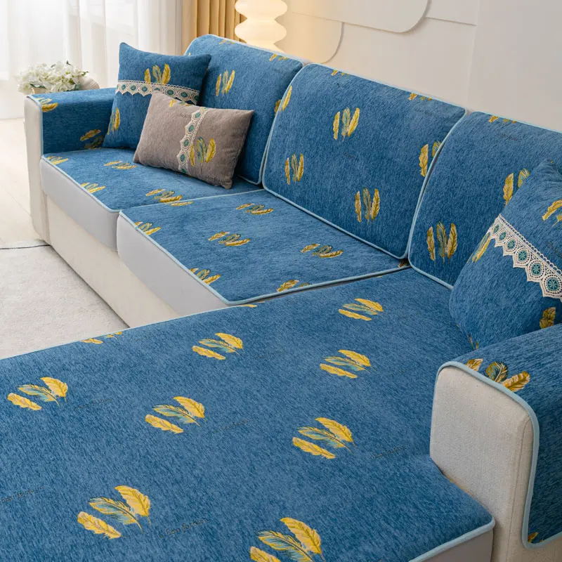 

Чехол для дивана с рисунком из жаккардового пера, эластичное секционное покрытие для дивана, нескользящее покрытие с полным покрытием для кошек и собак