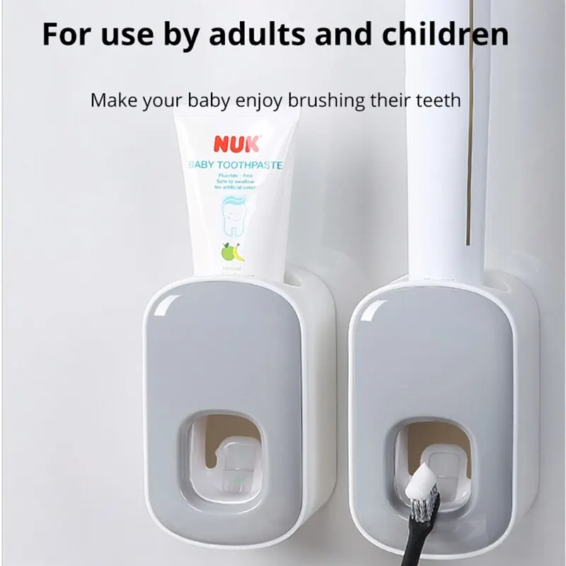 1pc Waterproof Toothpaste Squeezer Automatic Toothpaste Dispenser Wall Mount Bathroom Bathroom Accessories Toothbrush Holder 4