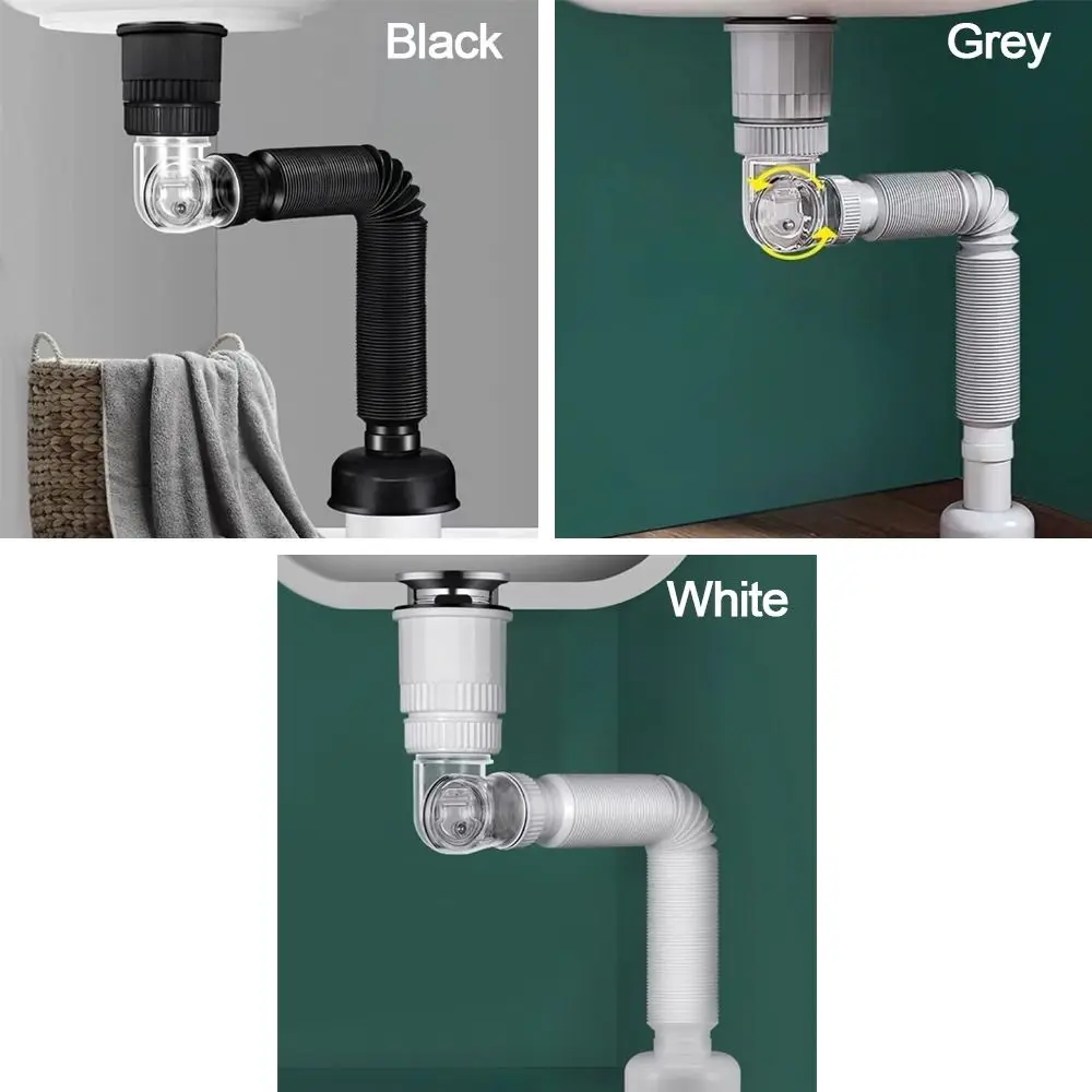 S Type Flexible Sink Drain Pipe Set Anti-Odor Sink Sewer Pipeline Drain Hose Extension Tube Anti-blocking Washbasin Accessories