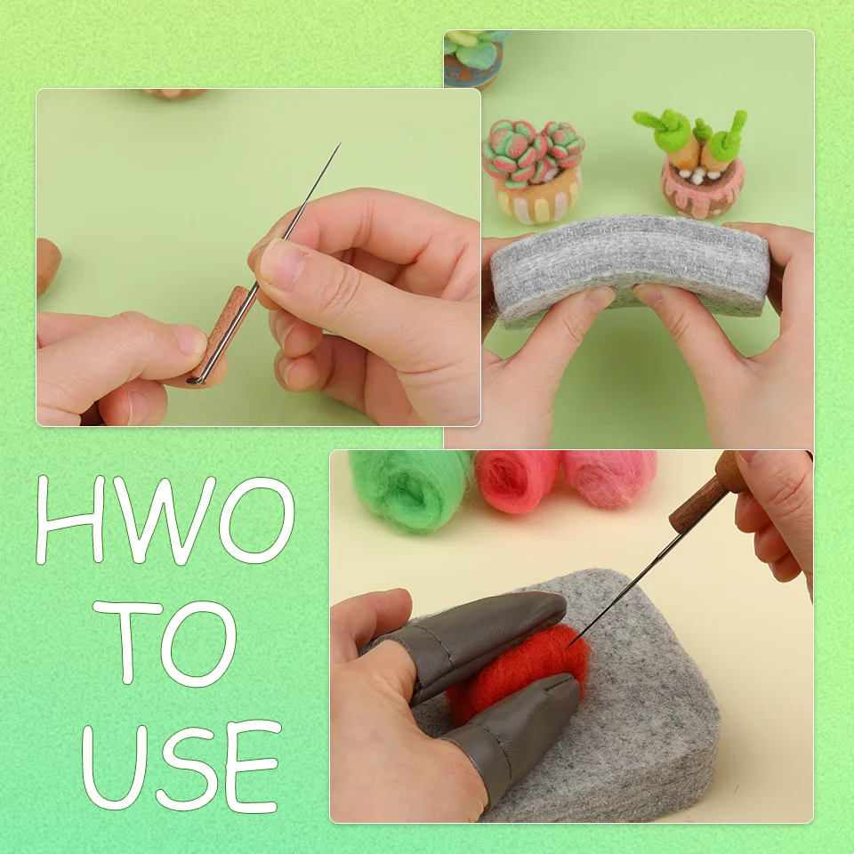 BUDDUR Succulent Potted Plant Wool Felting Kit With Instruction and Felting Needles Beginners DIY Handmade Craft Accessories
