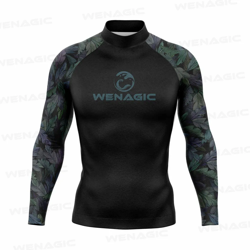 Men Swimming T shirt Swimsuit Beach UV Protection Rash Guard Swimwear