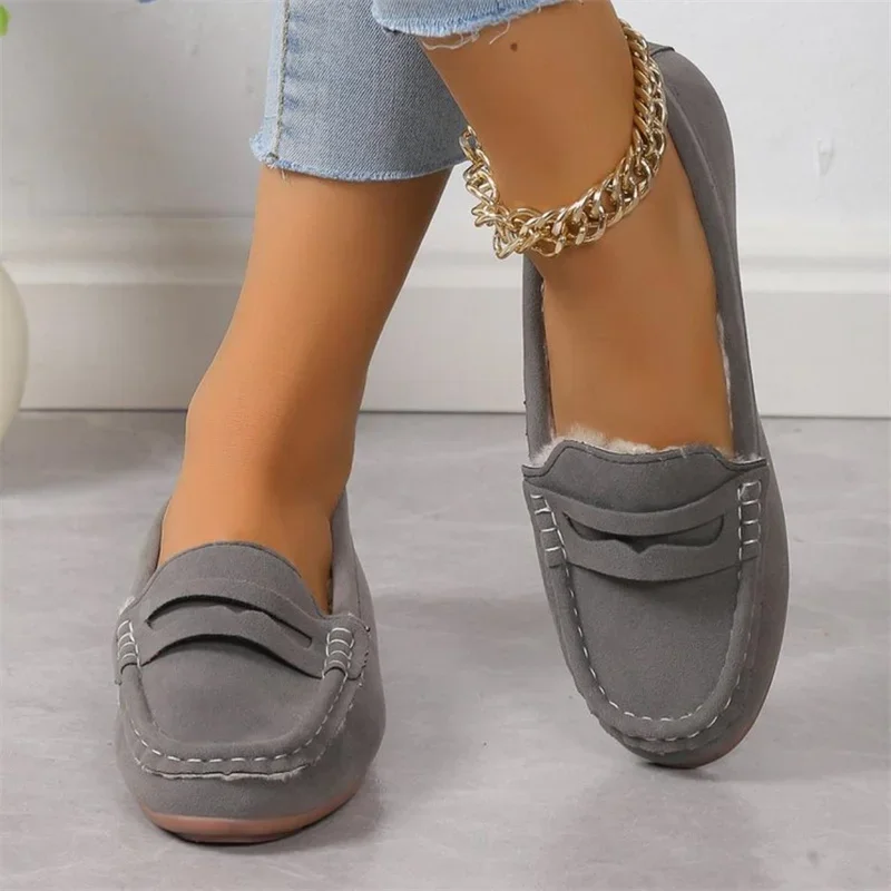 Large lightweight soft sole with plush insulation and bean shoes for women's casual wear, versatile women's cotton shoes