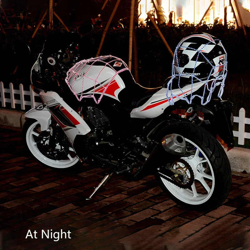 40x40cm Reflective Luggage Net Elastic Motorcycle Helmet Holder Mesh Storage Cargo Bungee Organiser Net Motocycle Accessories