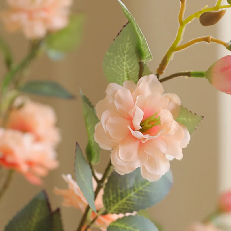 Artificial Single Branch Camellia Silk Flower for Home Decoration & Photography Props - Chinese Retro Style, 90cm