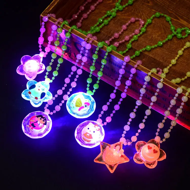 

Children Creative Luminous Necklace Colorful Glitter Acrylic Princess Necklace Girls Party Costume Decor Gift Kids Glowing Toys