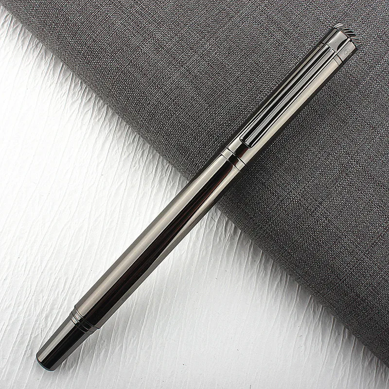 Metal Gray Fountain Pen,Extra Fine 0.38mm Nib Smooth Writing Refillable Blue Black Ink Cartridges,Include Ink Refill Converter hidup 2023 pure design top gradequality solid cowhide black pin buckle metal belts retro style cow leather belt 38mm wide jeans