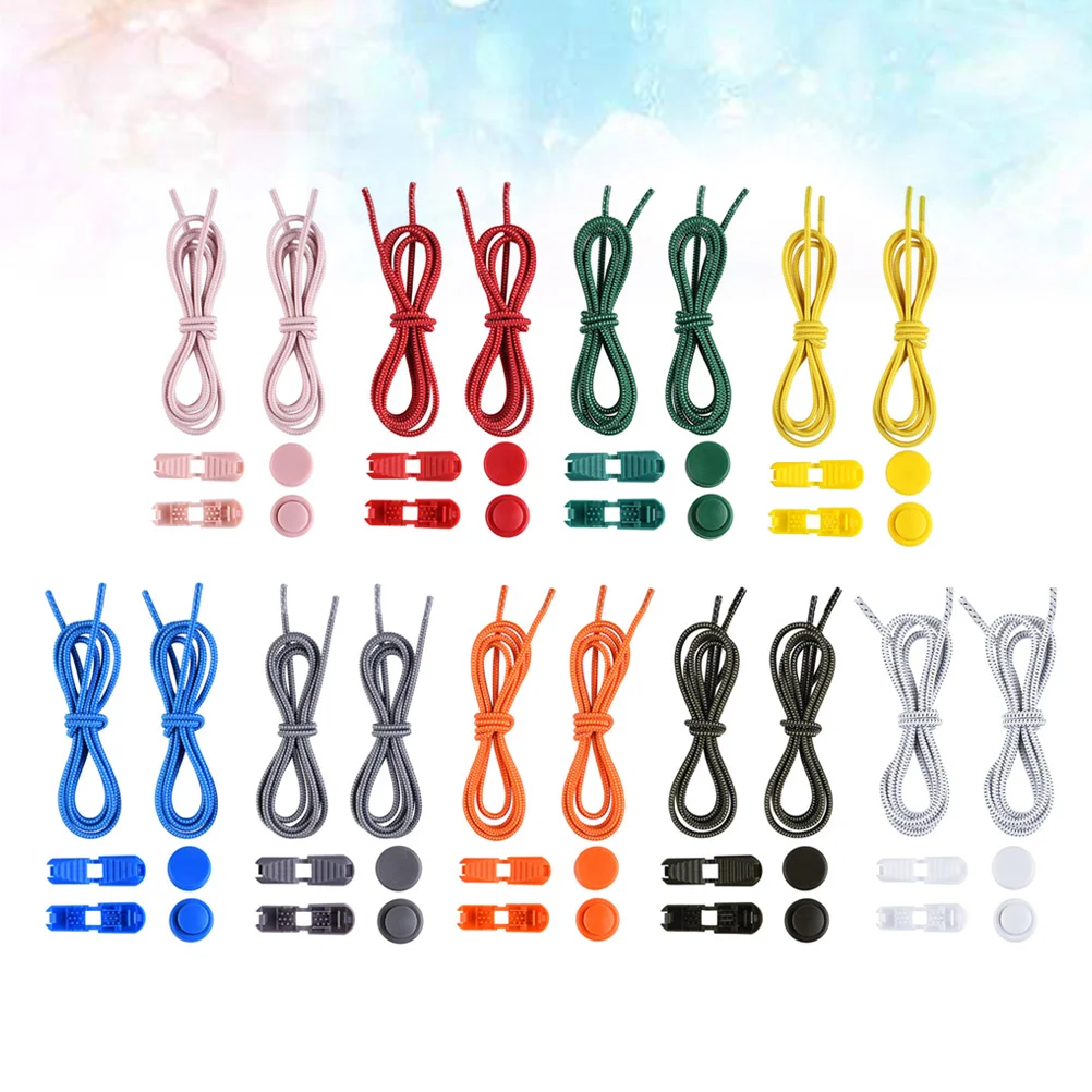 

Pairs Elastic Tie Shoe Laces Locking Laces Adjustable Tieless Shoelaces Shoe Laces Strings with Lock for Adults and Kids