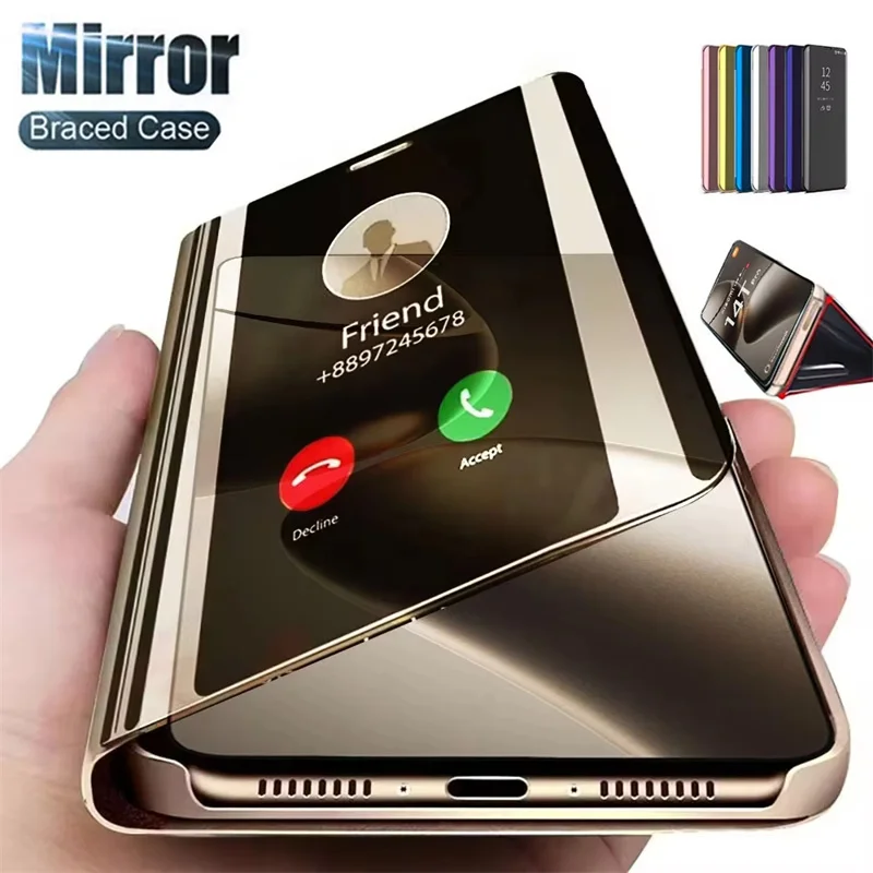Sleek Mirror Flip Full Protection Phone Case with Premium Support Cover