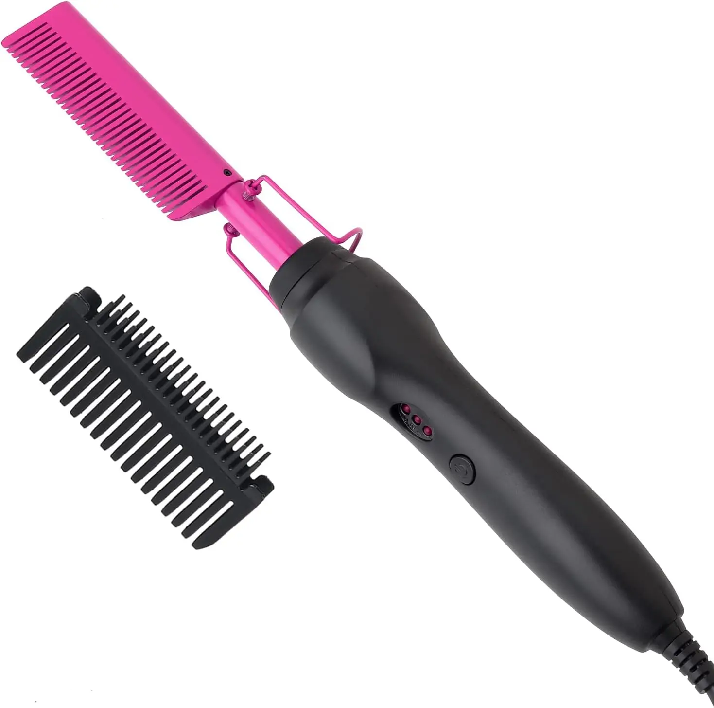 Electric Pink Hot Comb Professional Fast Heating Styling Comb Hair Straightener Portable Anti-Scald Straightening Press Comb 6
