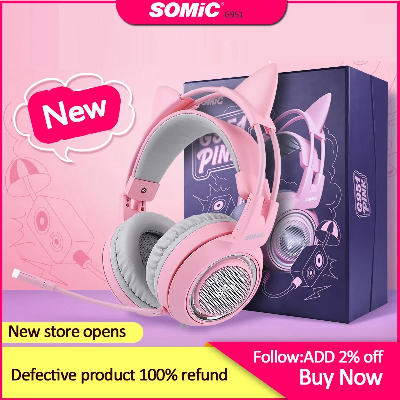 Наушники Somic G951 для ноутбука, мобильных телефонов, наушники с усилителем, наушники с 3D микрофоном, звук, вибрация, наушники