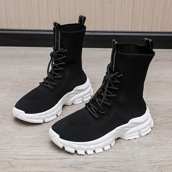 Women's Boots Shoes Trend 2026 Sneakers Botines Sock Chelsea Short Platform Designer New Rock Gothic Punk White Black