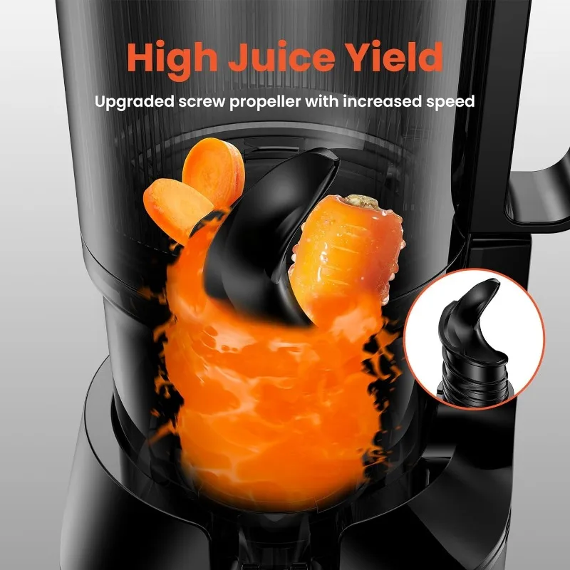 Cold Press Juicer,JoyBear Slow Masticating Machines with 4.3" Extra Large Feed Chute Fit Whole Fruits Vegetables Easy Clean Self 3
