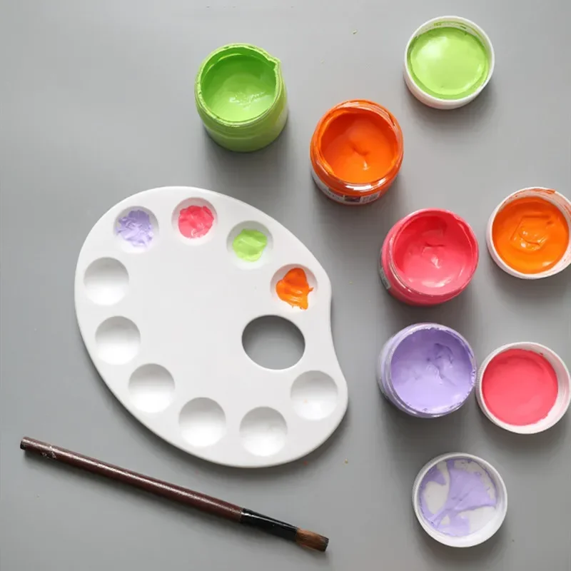 10 Grid White Plastic Palette Fish-shaped Art Board Gouache Watercolor Acrylic Painting Supplies for Artist School Stationery color palette,watercolor palette