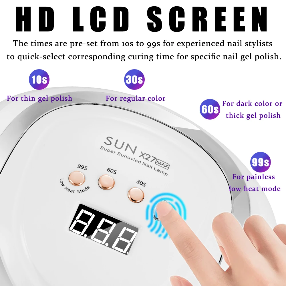 SUN X27 MAX Professional Nail Drying Lamp for Manicure Nails Gel Polish Drying Machine with Auto Sensor UV LED Nail Lamp 2