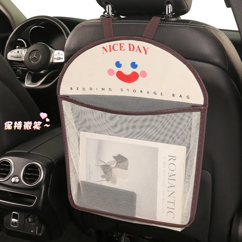 Cartoon Mesh Car Storage Bag Miscellaneous Bag Car Seatback Storage Hook Type Car Seatback Storage Bag