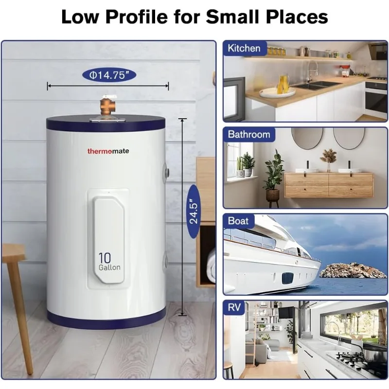 thermomate Tank Water Heater Electric, 10 Gallon Small Point of Use Hot Water Heater, 120 Volt 1500W