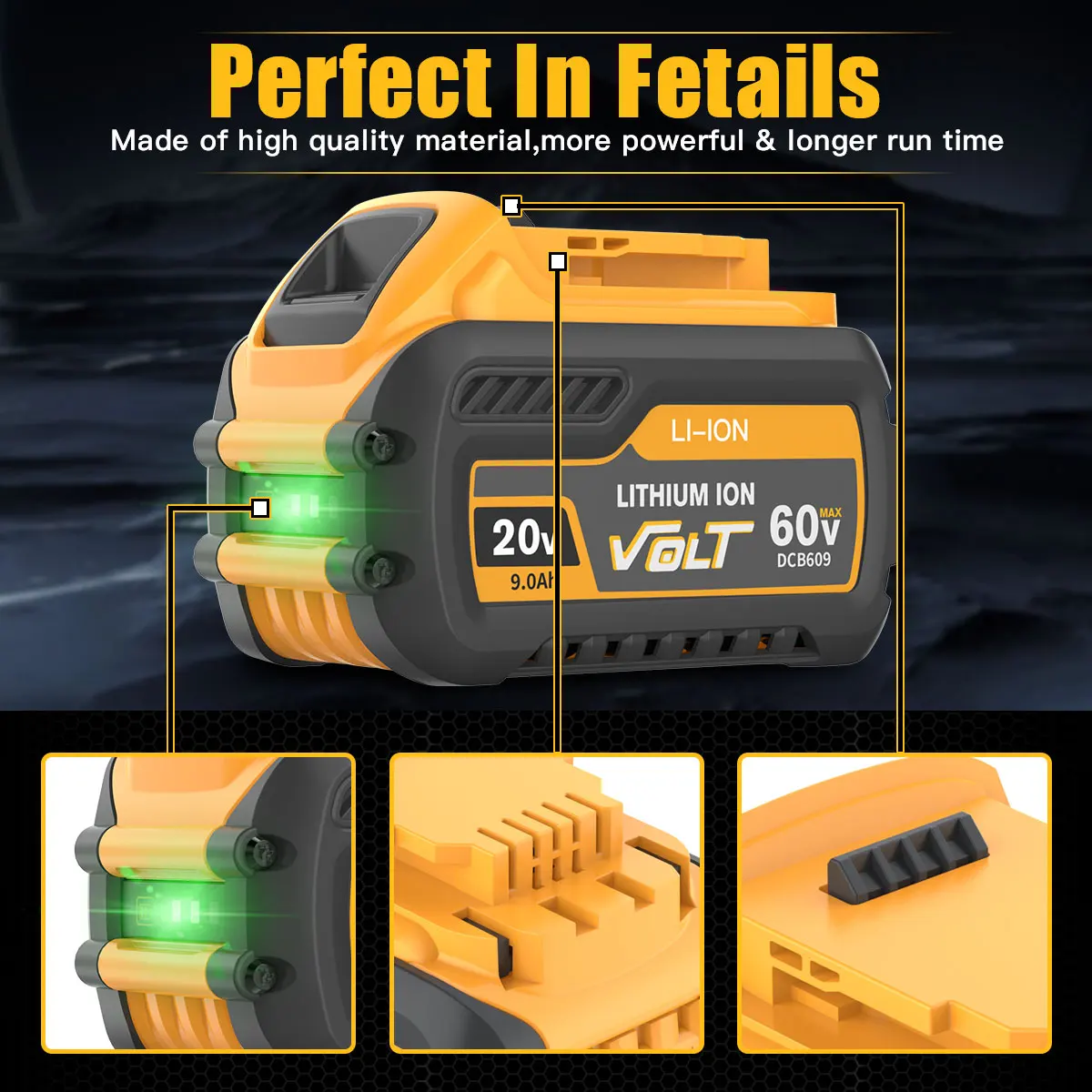 For Dewalt DCB609 20v 60v Max Flexvolt 9ah Lithium-ion Battery 3