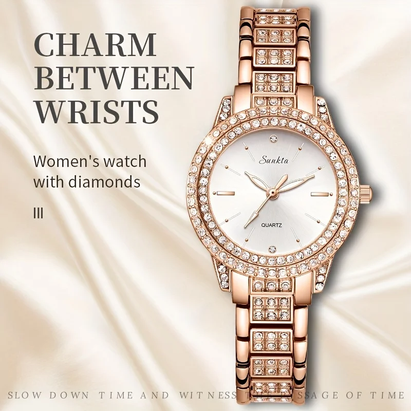 

New Girls' Watch Exquisite Faux Diamond-encrusted Watch Teen Fashion Watch Girl Student Gift Watch Life Waterproof Watch