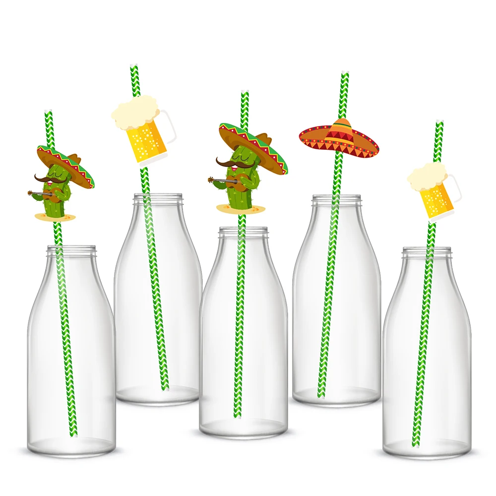 

Мексиканская стандартная одноразовая Соломка для сока, Мексиканский мультяшный кактус, для детей, для дня рождения, свадьбы, вечеринки, вечерние, Коктейльные бумажные соломинки