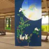 Cute Rabbit Under Moon Japanese Noren Door Curtain Feng Shui Half-Curtains Kitchen Partition Entrance Curtain Home Decorations 1