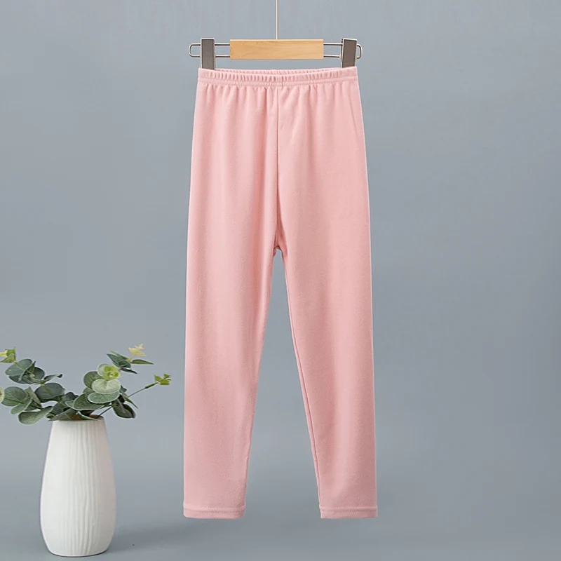 Children's autumn and winter solid color pants boys and girls comfortable warm pajamas home pants soft