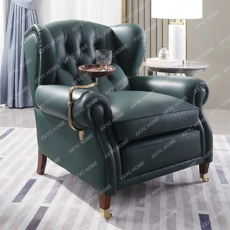 中世スタイルのシガーチェアレトロスタイルレザーアメリカンシングル