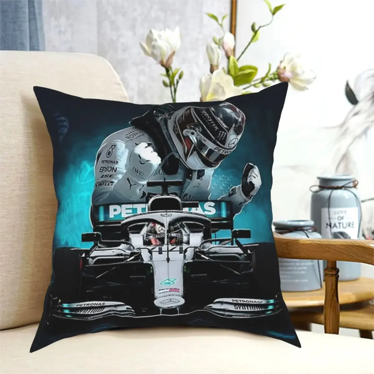 

Льюис Гамильтон Формула 1, наволочка из полиэстера, креативная Декоративная Подушка на молнии, подушка для дивана, оптовая продажа, 45*45 см