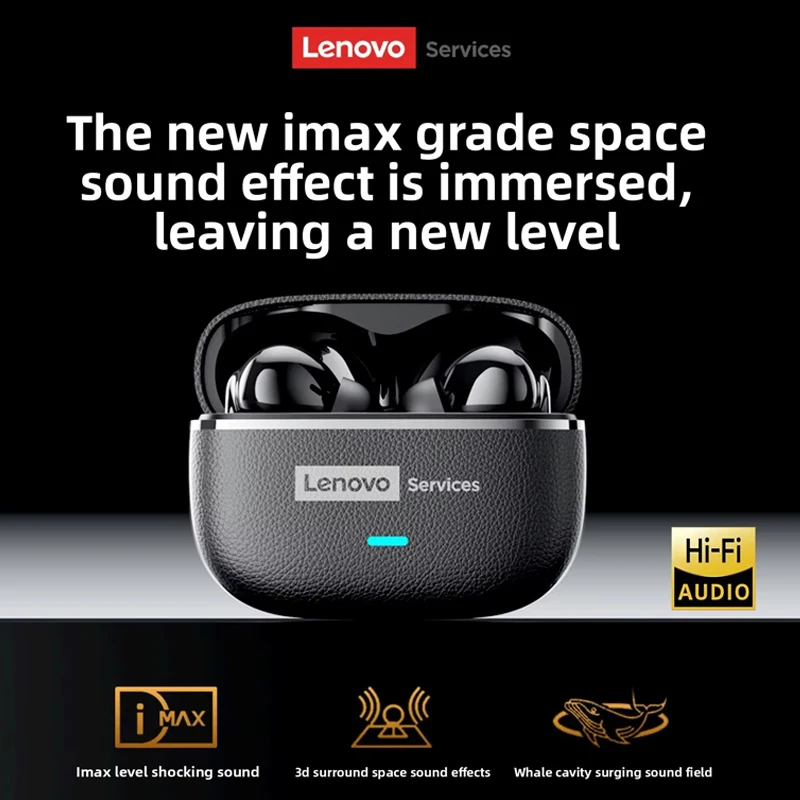 Lenovo LE208 TWS Bluetooth 6.0 Wireless Leather Earphones Stereo ENC thumbnail 4