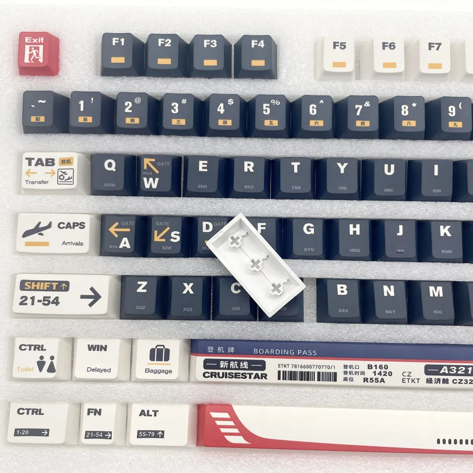 142 Keycaps PBT A Sublimazione - Profilo Cherry Per Tastiere Meccaniche 61/64/68/75/84/87/96/104/108