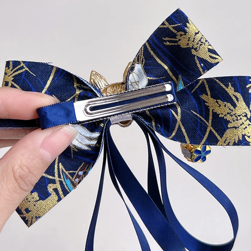 たっちゃんクリップ 1Pc Exquisite Japanese Fox Bow Tassels Ribbon Hair Clip