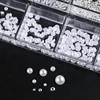12 Grids White Half Round Pearl Nail Art Decoration Mixed Size Silver Gold Mini Steel Ball Rivet Rhinestone Nail Accessories 5