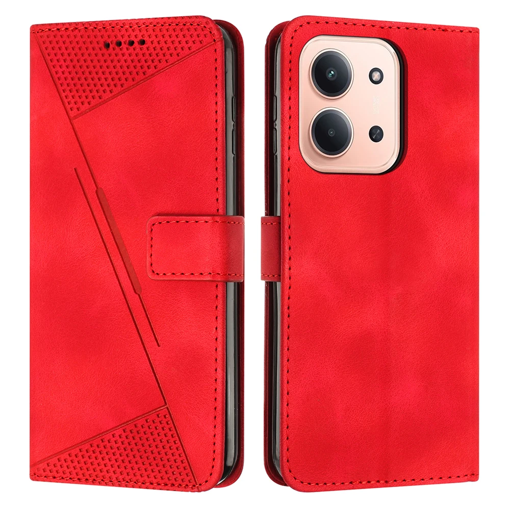 Geometric Leather Wallet Flip Case with Card Holder