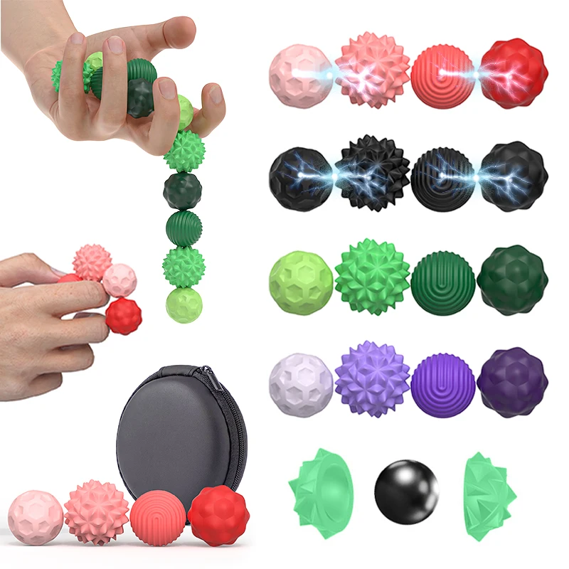 Kid Silicone Magnetic Sensory Balls Fidget Toy Worry Balls Autism Calming Fidgeting Adults Anxiety Relief Stress Sensory