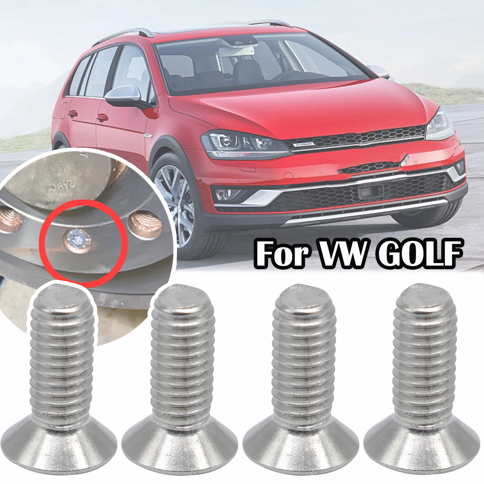 

4X Hex Socket Countersunk Bolt FOR VW GOLF MK1 MK2 MK3 MK4 CADDY SCIROCCO Brake Rotor Disc Retaining Screw Stainless Steel Spare