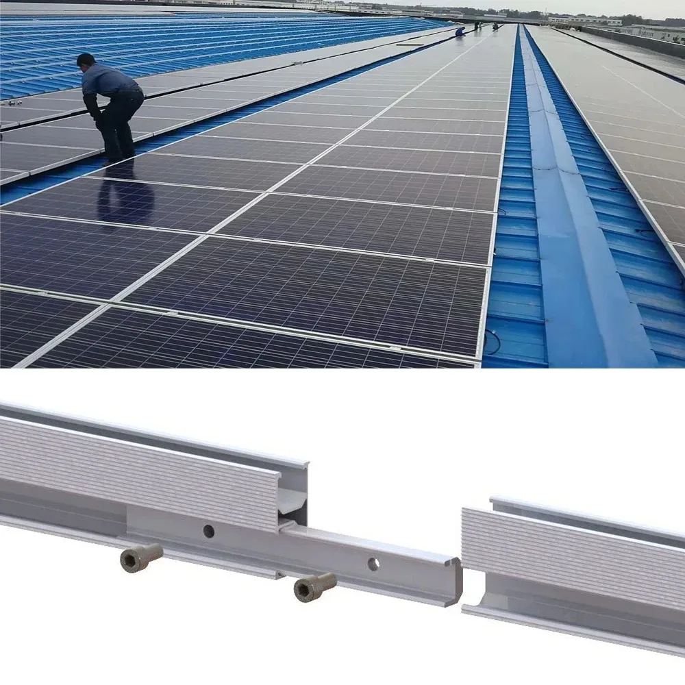Solar Panel Mounting Set Solar Panel Mounting Bracket Photovoltaic Panel Support Rail Connector Splice Kit Aluminum Alloy PV Rails Connecting Mount