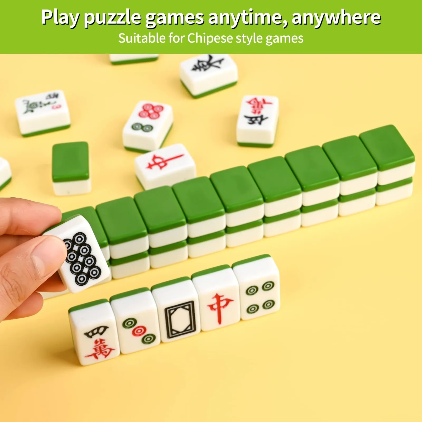 New Traditional Chinese Mahjong Game Set 144 Tiles, Holiday Party Game, With Portable Handbag, Tile Size 2.4 * 1.5 * 1.1 cm