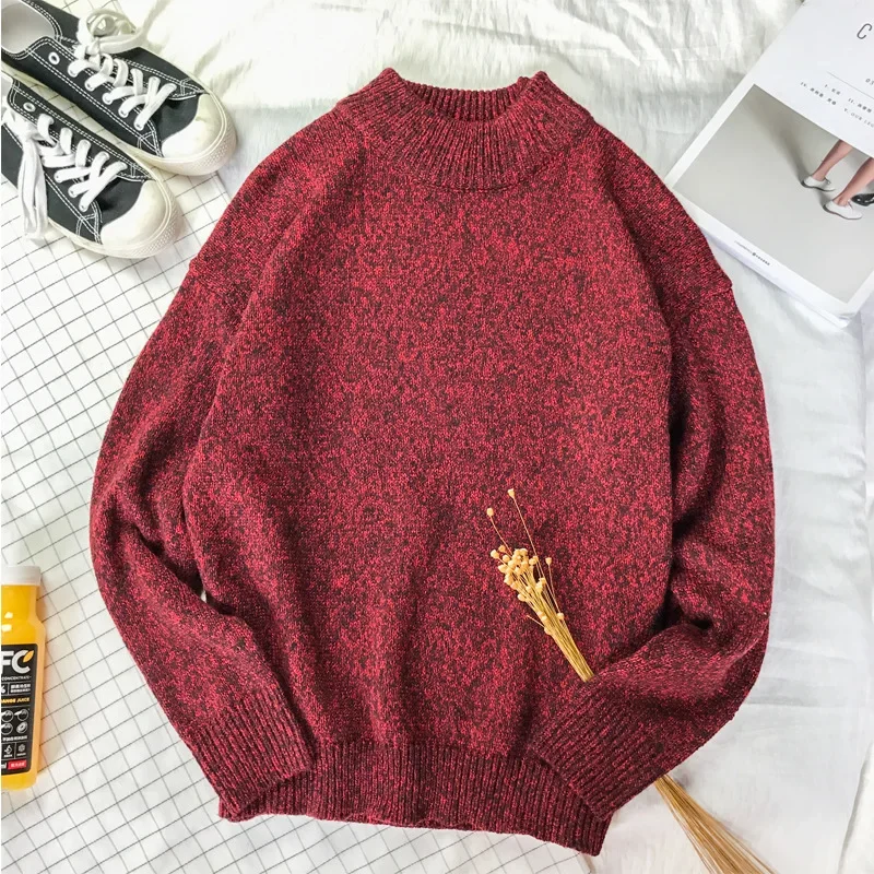 Red 900 solid color half turtleneck