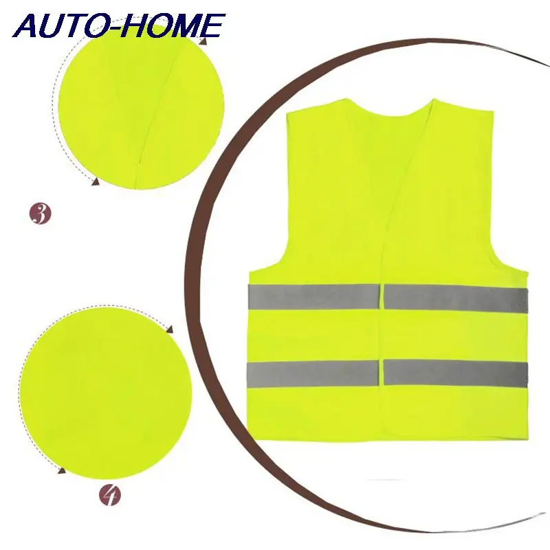 Neon Security Safety Vest High Visibility Reflective Stripes Orange & Yellow