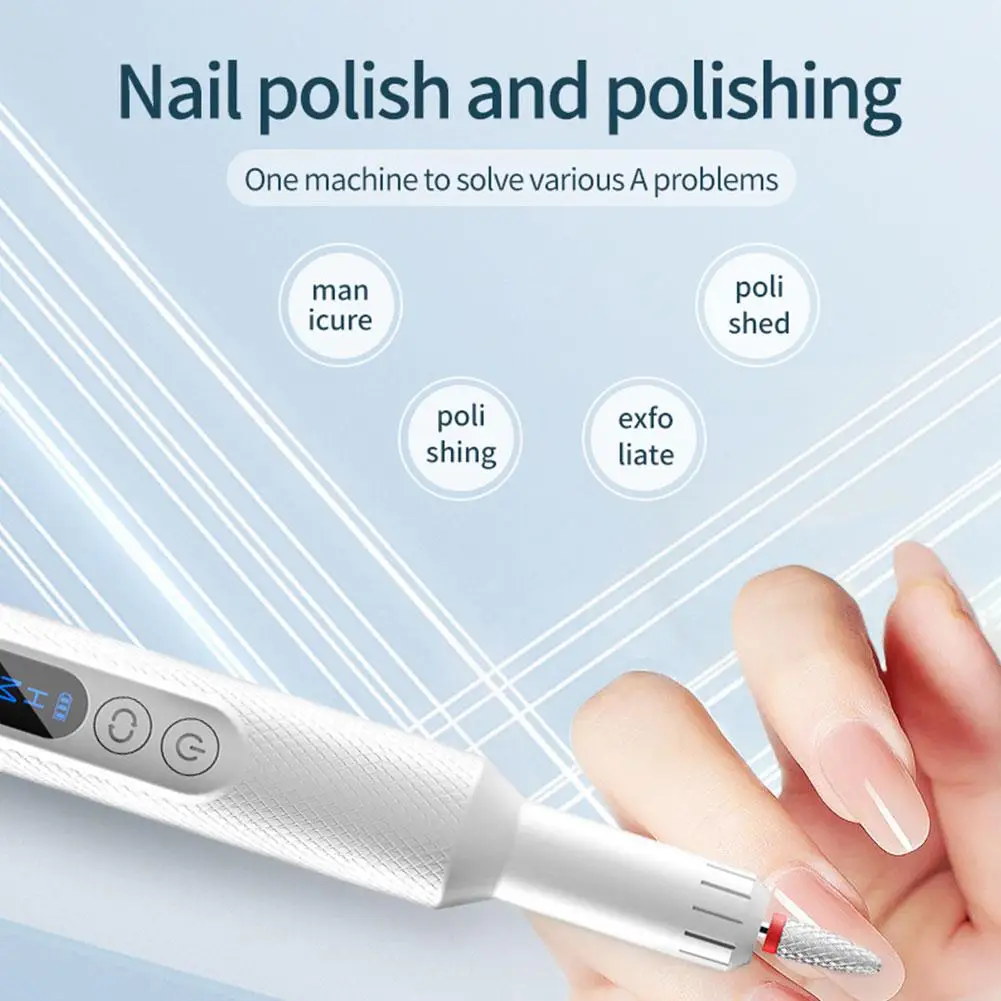 

Cordless Electric Nail Drill Machine Rechargeable Nail File Milling Cutter For Manicure Pedicure Gel Remover Sander Nails T N4E3