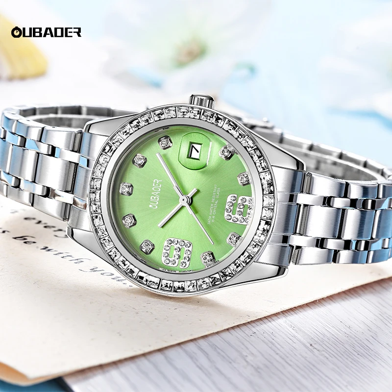 2023 New Watch Female Shell Surface Square Intercolor Rhinestone Female Watch High-grade Fashion Trend Waterproof Watch