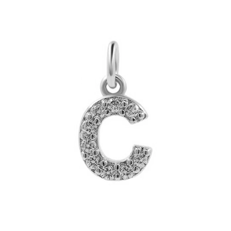 Silver Initial Letter Pendant Charms