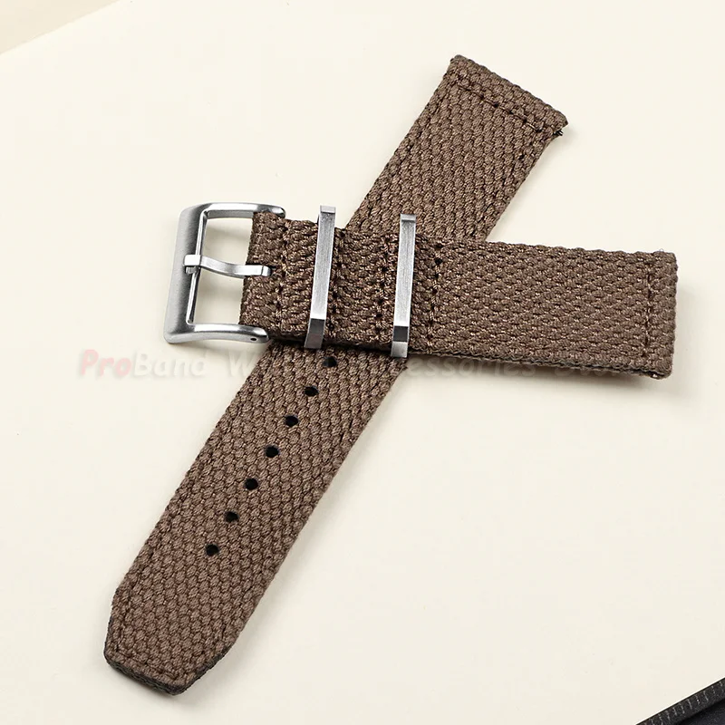 Premium Khaki Nylon Sailcloth Canvas Watch Strap - Universal Soft Sport Bracelet